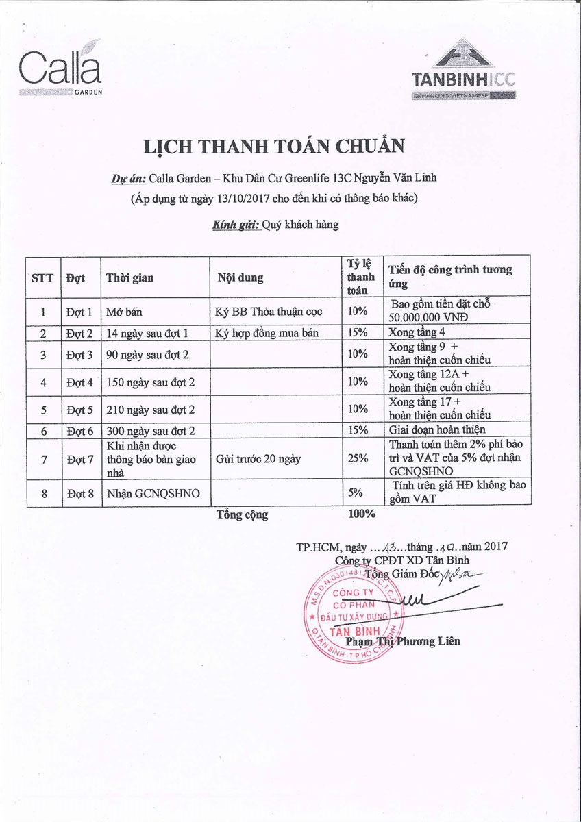 thanh toan calla garden